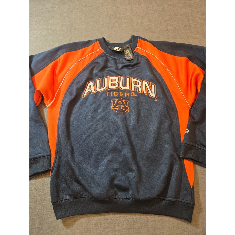 Vtg Starter Auburn Tigers Sweatshirt Mens Medium Navy Orange NCAA Crewneck